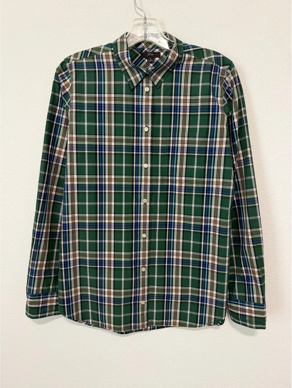 J. Crew Long Sleeve Button Up Collared Plaid Cotton Shirt Women's Size 8